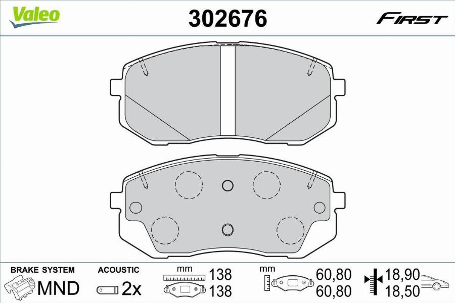 Valeo 302676 - Bremžu uzliku kompl., Disku bremzes www.autospares.lv