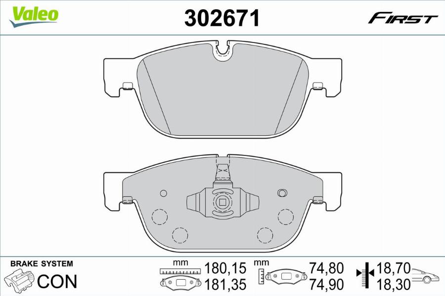 Valeo 302671 - Bremžu uzliku kompl., Disku bremzes www.autospares.lv