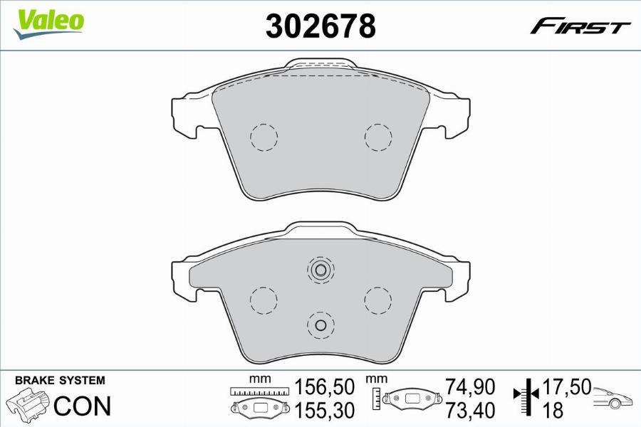 Valeo 302678 - Bremžu uzliku kompl., Disku bremzes www.autospares.lv