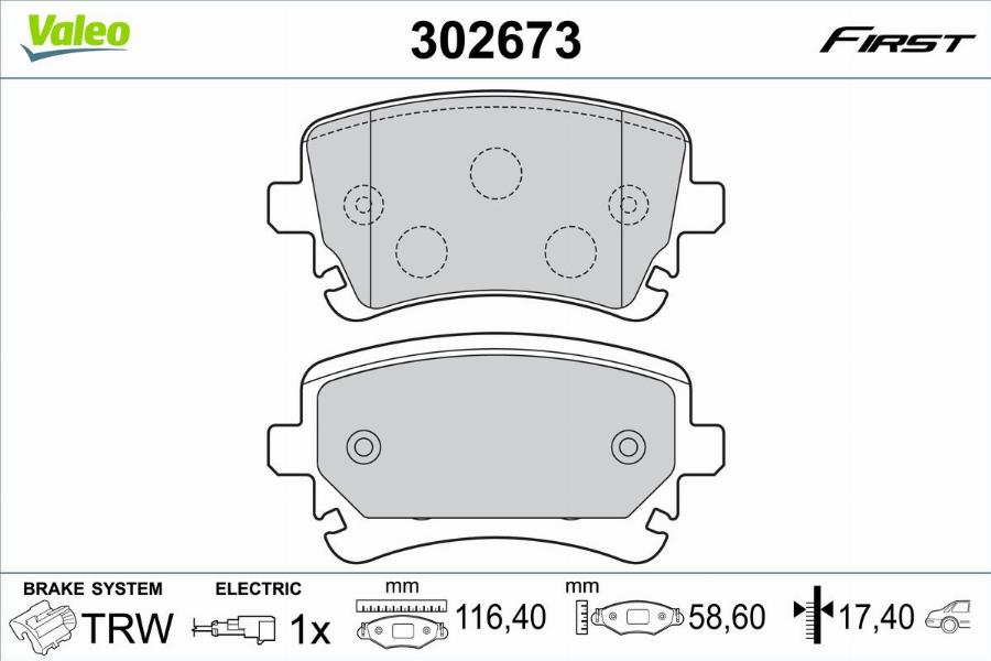 Valeo 302673 - Bremžu uzliku kompl., Disku bremzes www.autospares.lv