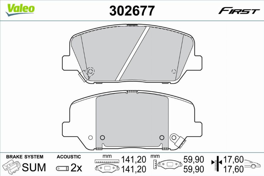 Valeo 302677 - Bremžu uzliku kompl., Disku bremzes www.autospares.lv