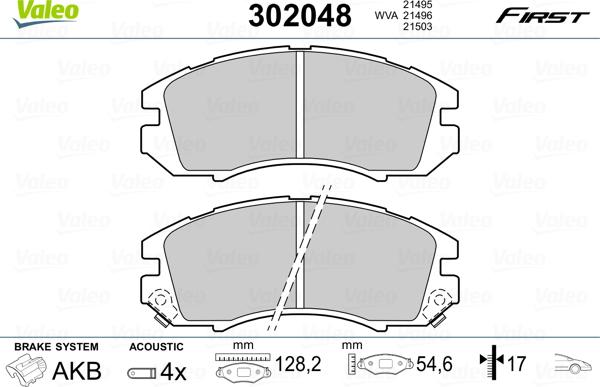 Valeo 302048 - Bremžu uzliku kompl., Disku bremzes www.autospares.lv