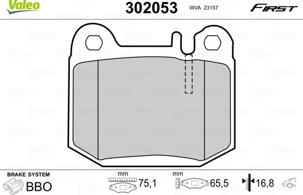 Valeo 302053 - Тормозные колодки, дисковые, комплект www.autospares.lv