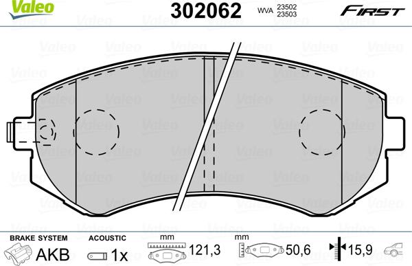 Valeo 302062 - Brake Pad Set, disc brake www.autospares.lv