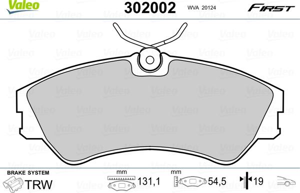 Valeo 302002 - Тормозные колодки, дисковые, комплект www.autospares.lv