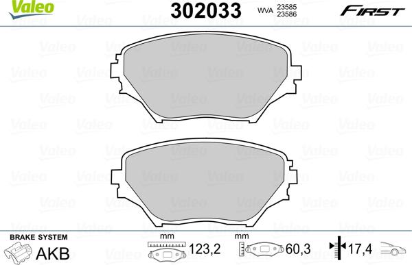 Valeo 302033 - Bremžu uzliku kompl., Disku bremzes autospares.lv