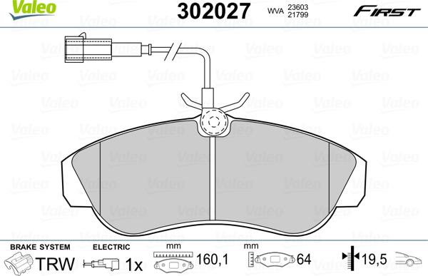 Valeo 302027 - Bremžu uzliku kompl., Disku bremzes www.autospares.lv