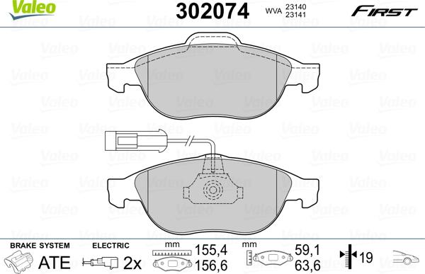 Valeo 302074 - Bremžu uzliku kompl., Disku bremzes autospares.lv