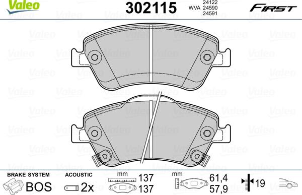 Valeo 302115 - Bremžu uzliku kompl., Disku bremzes autospares.lv