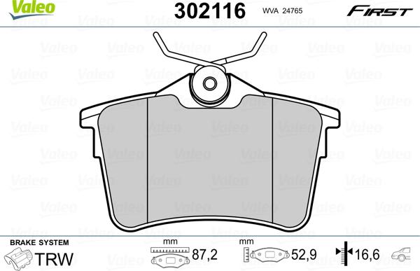 Valeo 302116 - Bremžu uzliku kompl., Disku bremzes www.autospares.lv