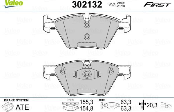 Valeo 302132 - Bremžu uzliku kompl., Disku bremzes www.autospares.lv