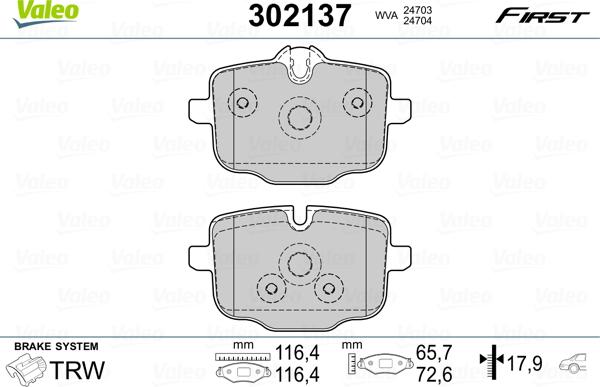 Valeo 302137 - Bremžu uzliku kompl., Disku bremzes autospares.lv