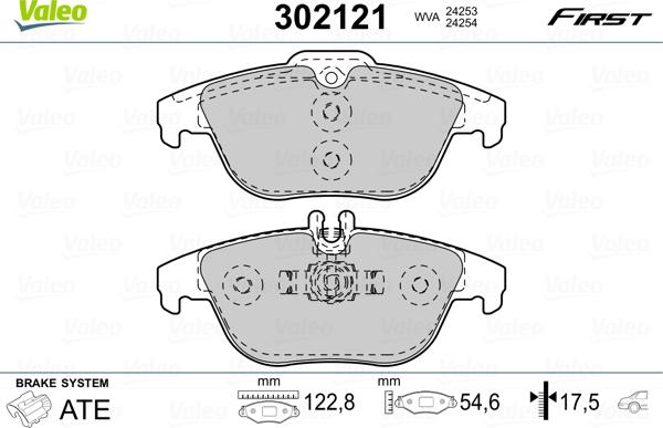 Valeo 302121 - Bremžu uzliku kompl., Disku bremzes www.autospares.lv