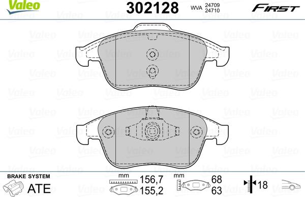 Valeo 302128 - Bremžu uzliku kompl., Disku bremzes autospares.lv