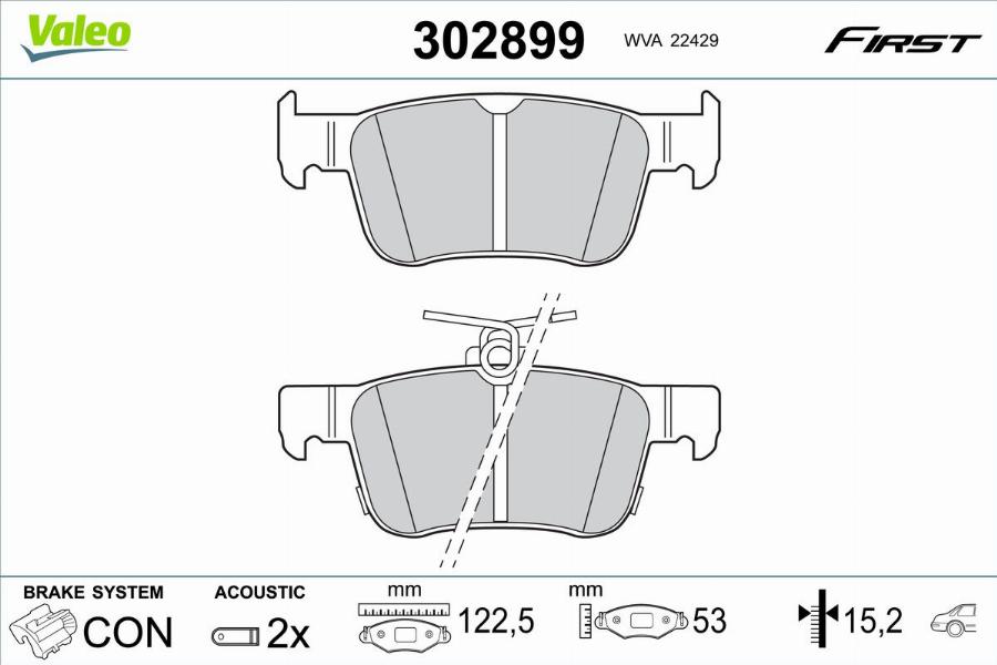 Valeo 302899 - Bremžu uzliku kompl., Disku bremzes www.autospares.lv