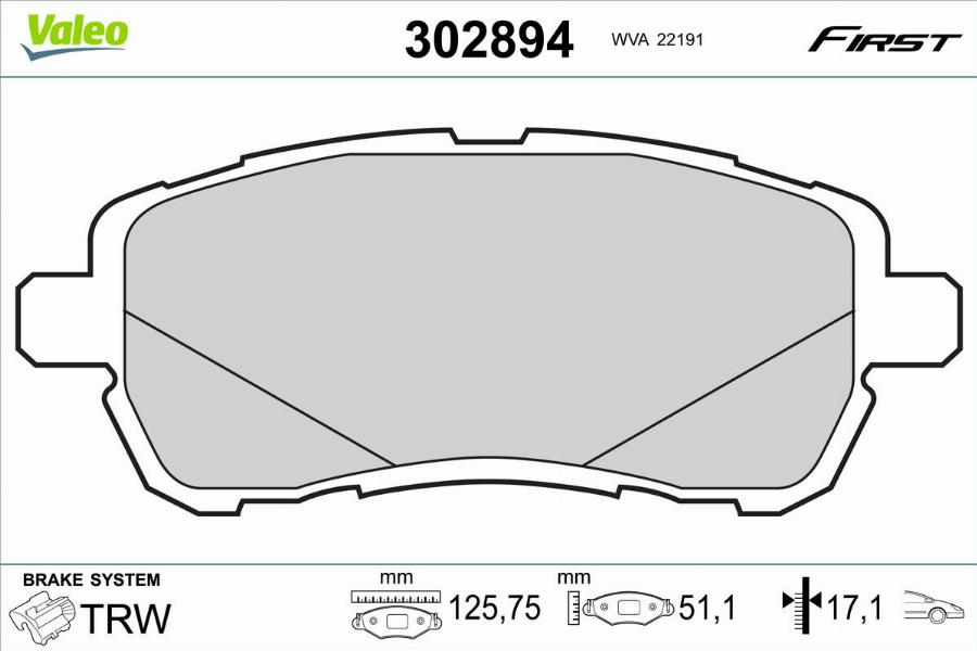 Valeo 302894 - Bremžu uzliku kompl., Disku bremzes www.autospares.lv