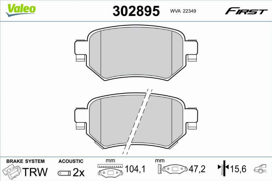 Valeo 302895 - Bremžu uzliku kompl., Disku bremzes www.autospares.lv