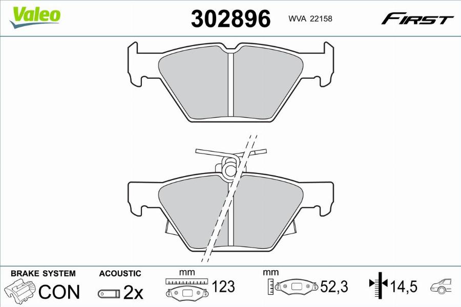 Valeo 302896 - Bremžu uzliku kompl., Disku bremzes www.autospares.lv