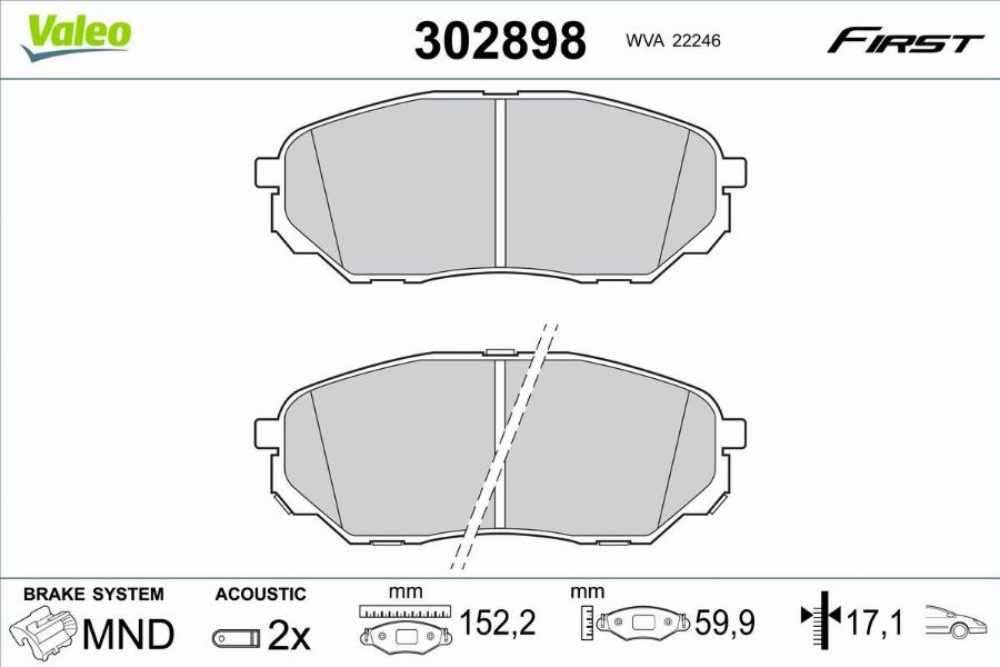 Valeo 302898 - Bremžu uzliku kompl., Disku bremzes www.autospares.lv