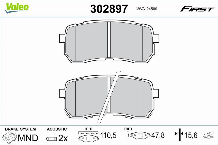 Valeo 302897 - Bremžu uzliku kompl., Disku bremzes www.autospares.lv