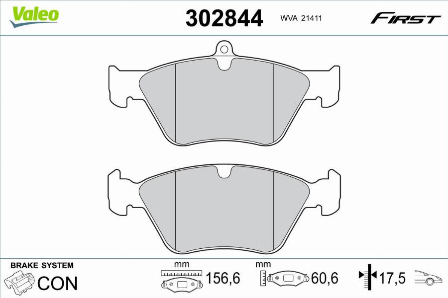 Valeo 302844 - Bremžu uzliku kompl., Disku bremzes www.autospares.lv