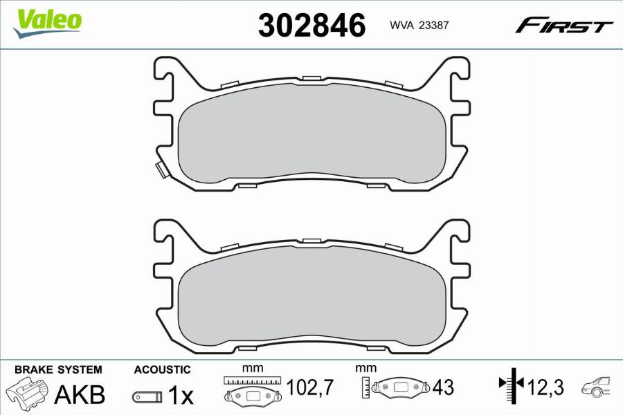 Valeo 302846 - Bremžu uzliku kompl., Disku bremzes www.autospares.lv