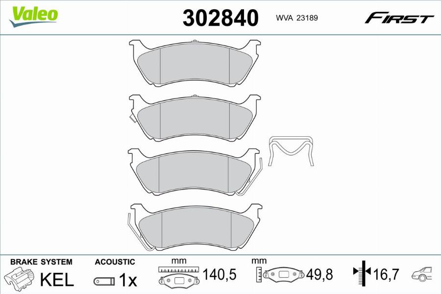 Valeo 302840 - Bremžu uzliku kompl., Disku bremzes www.autospares.lv