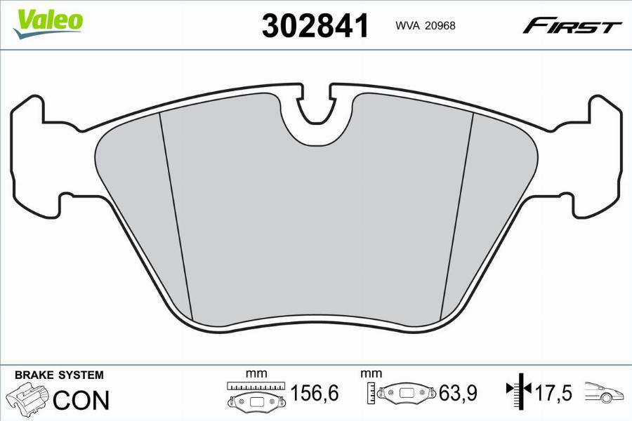 Valeo 302841 - Bremžu uzliku kompl., Disku bremzes www.autospares.lv