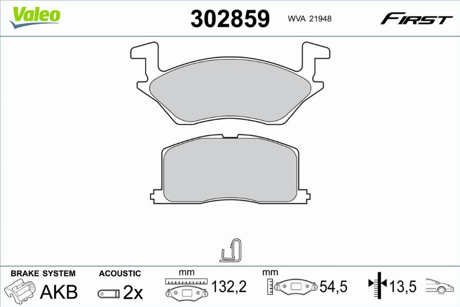 Valeo 302859 - Bremžu uzliku kompl., Disku bremzes www.autospares.lv