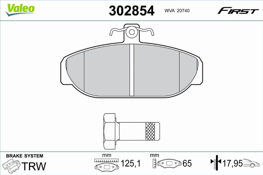 Valeo 302854 - Bremžu uzliku kompl., Disku bremzes www.autospares.lv