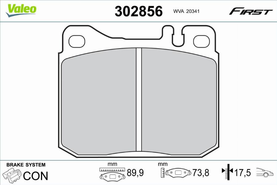 Valeo 302856 - Bremžu uzliku kompl., Disku bremzes www.autospares.lv