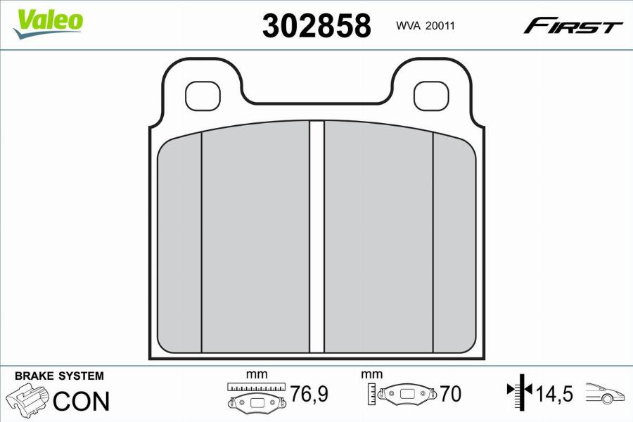 Valeo 302858 - Bremžu uzliku kompl., Disku bremzes www.autospares.lv