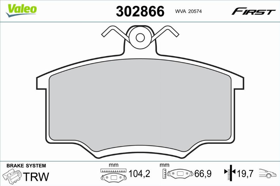 Valeo 302866 - Bremžu uzliku kompl., Disku bremzes www.autospares.lv