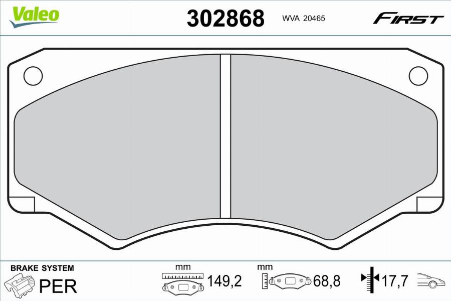 Valeo 302868 - Bremžu uzliku kompl., Disku bremzes www.autospares.lv