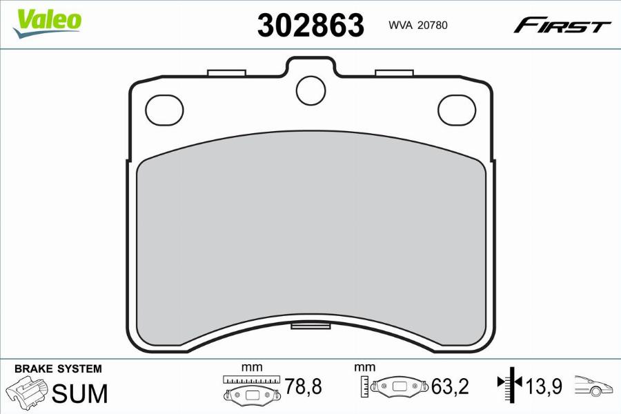 Valeo 302863 - Bremžu uzliku kompl., Disku bremzes www.autospares.lv