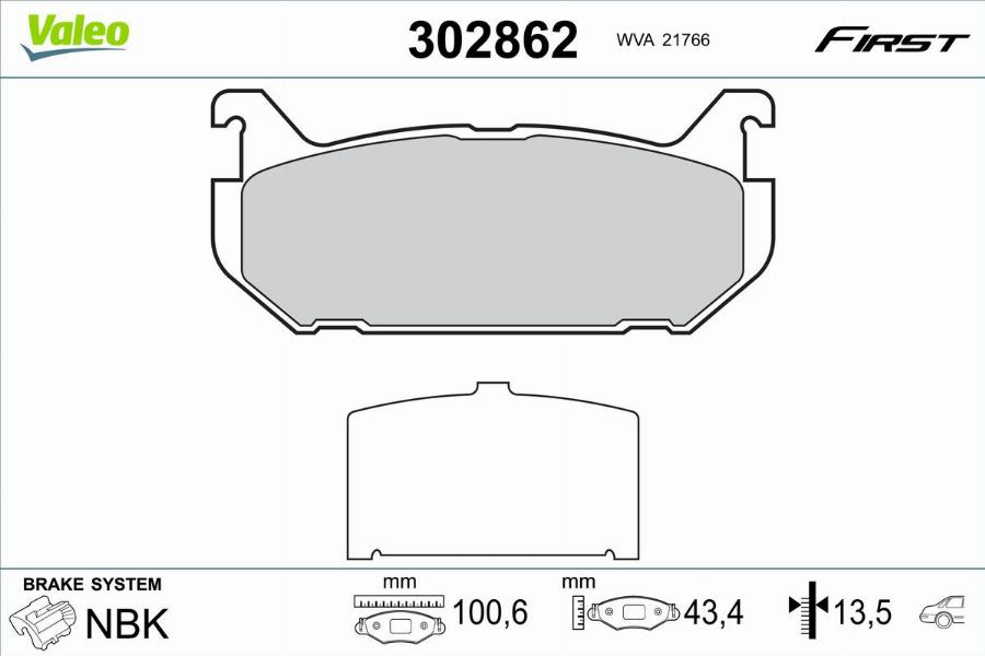 Valeo 302862 - Bremžu uzliku kompl., Disku bremzes www.autospares.lv