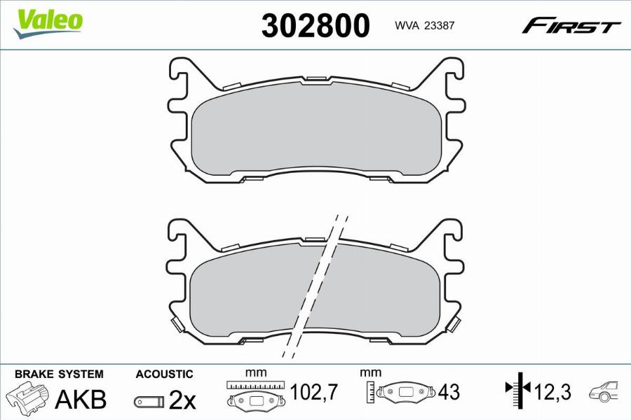 Valeo 302800 - Bremžu uzliku kompl., Disku bremzes www.autospares.lv