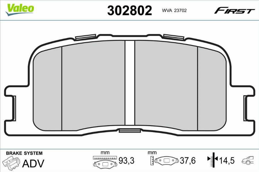 Valeo 302802 - Bremžu uzliku kompl., Disku bremzes www.autospares.lv