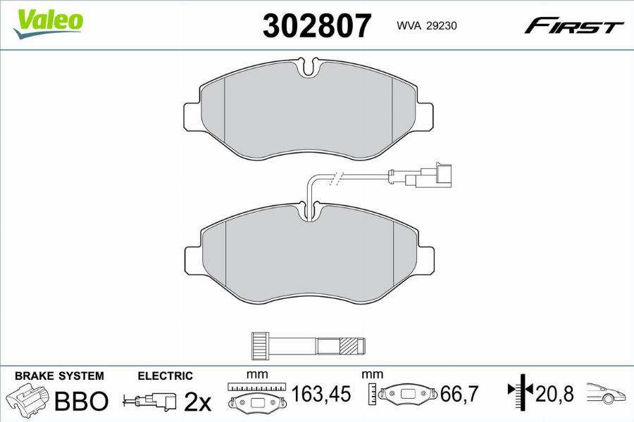 Valeo 302807 - Bremžu uzliku kompl., Disku bremzes www.autospares.lv