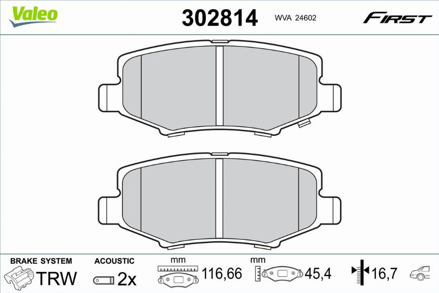 Valeo 302814 - Bremžu uzliku kompl., Disku bremzes www.autospares.lv