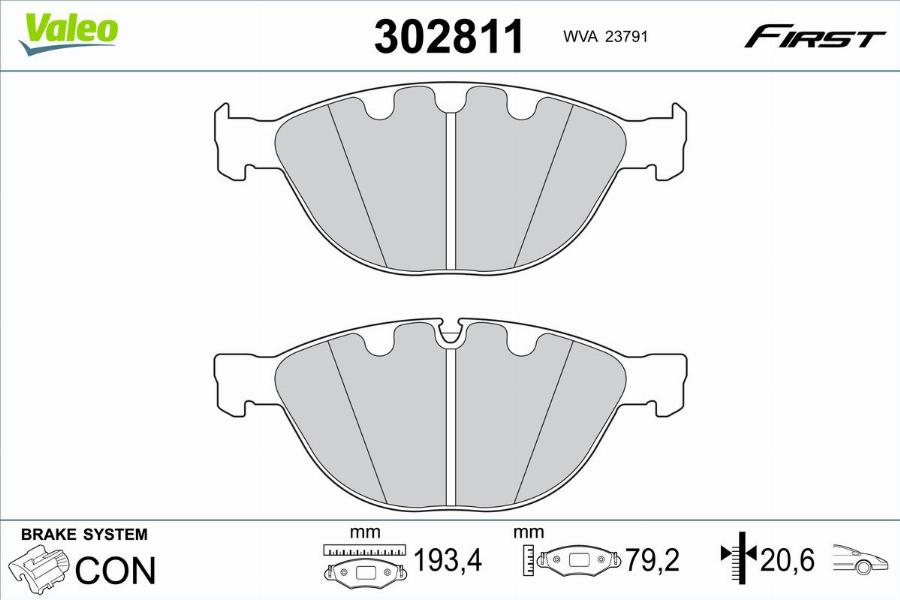 Valeo 302811 - Bremžu uzliku kompl., Disku bremzes www.autospares.lv