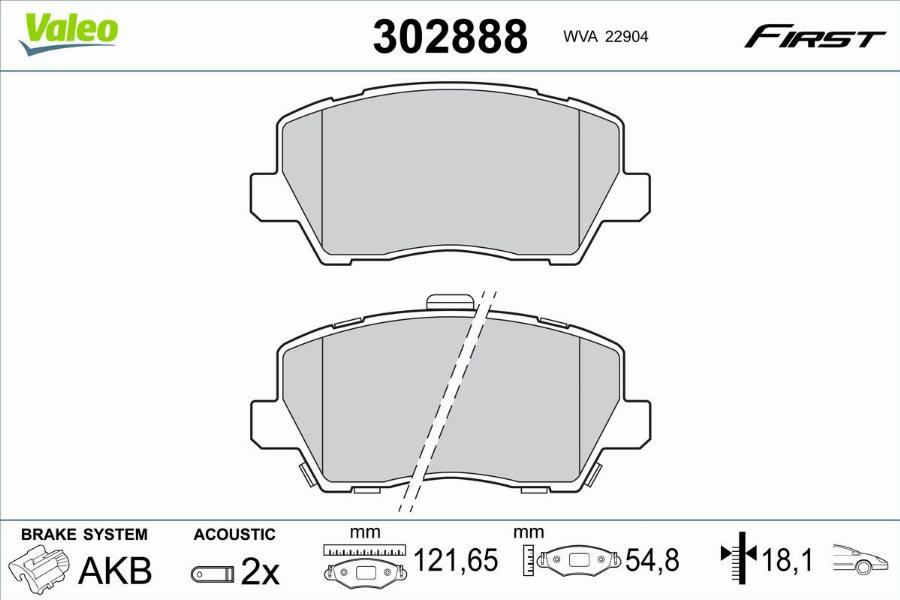 Valeo 302888 - Bremžu uzliku kompl., Disku bremzes www.autospares.lv