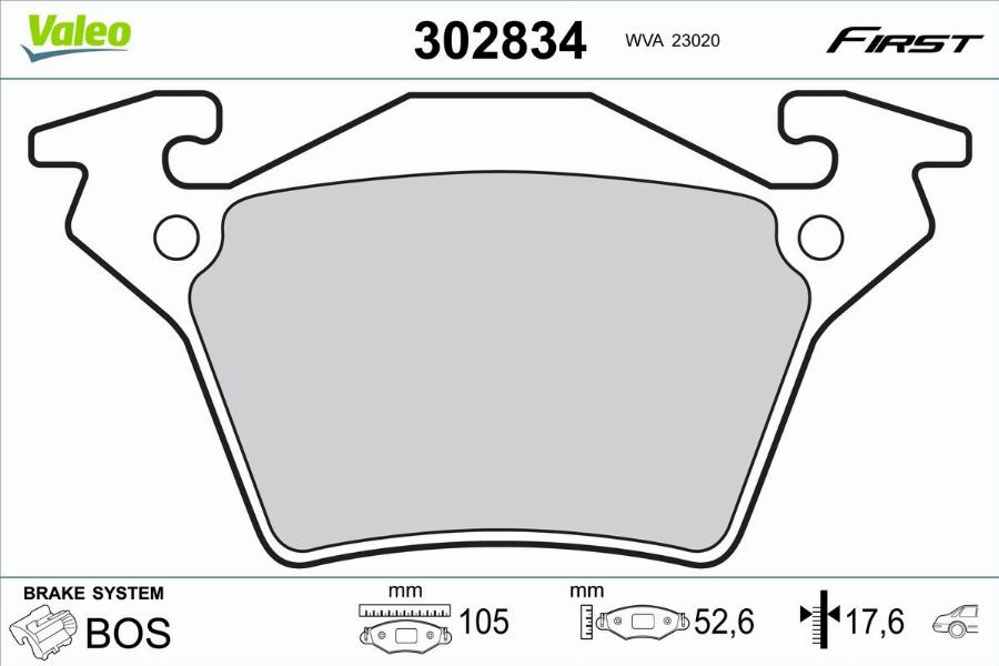 Valeo 302834 - Bremžu uzliku kompl., Disku bremzes www.autospares.lv