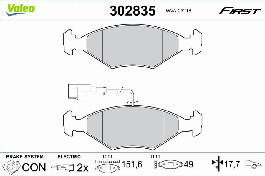 Valeo 302835 - Bremžu uzliku kompl., Disku bremzes www.autospares.lv