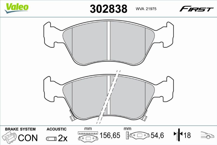 Valeo 302838 - Bremžu uzliku kompl., Disku bremzes www.autospares.lv