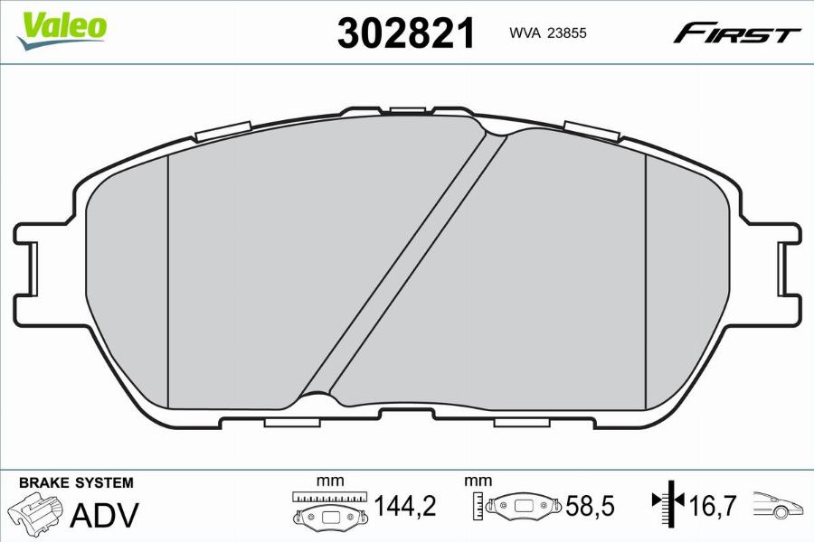 Valeo 302821 - Bremžu uzliku kompl., Disku bremzes www.autospares.lv