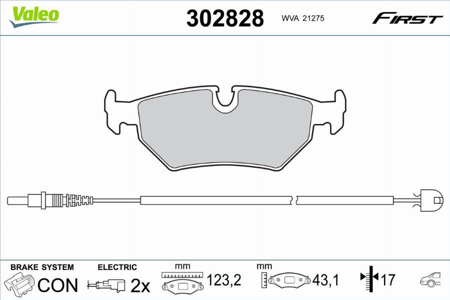 Valeo 302828 - Bremžu uzliku kompl., Disku bremzes www.autospares.lv