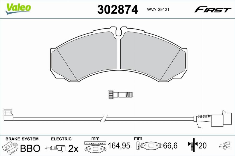 Valeo 302874 - Bremžu uzliku kompl., Disku bremzes www.autospares.lv