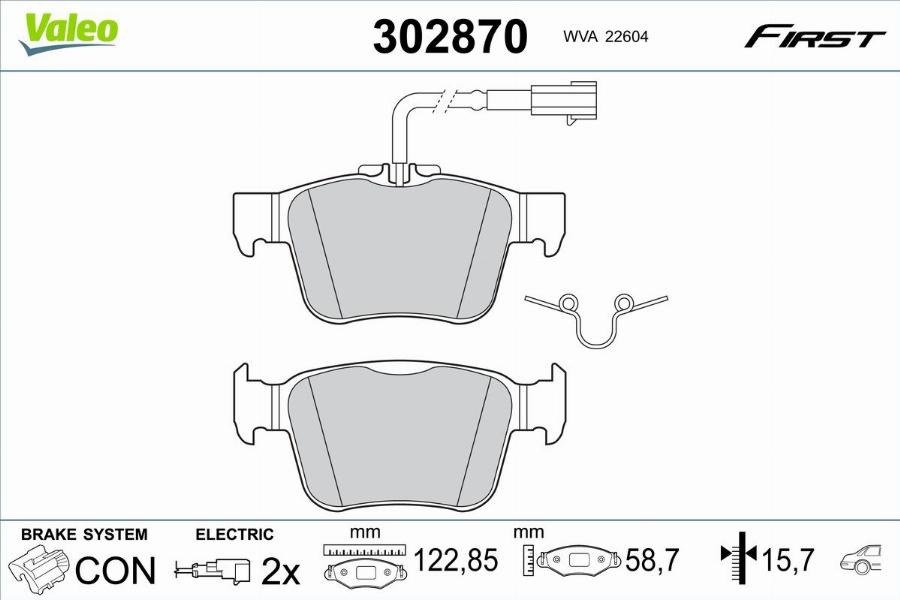 Valeo 302870 - Bremžu uzliku kompl., Disku bremzes www.autospares.lv