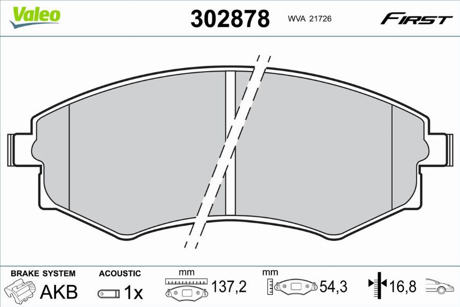 Valeo 302878 - Bremžu uzliku kompl., Disku bremzes www.autospares.lv